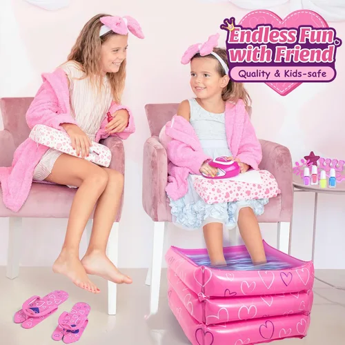 Vista 5 de Shemira Set de regalo para niñas de 7, 8, 9, 10 a 12 años, juguetes de día de spa, kit de manicura y pedicura para niños, kit de arte de uñas