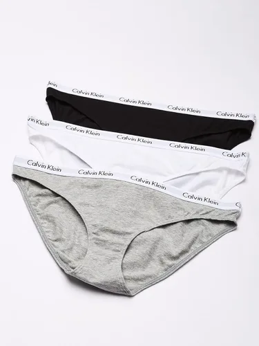 Vista 2 de Calvin Klein - Calzones bikini elásticos de algodón con logotipo de carrusel para mujer, paquete múltiple
