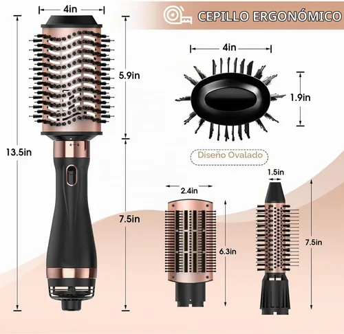 Vista 4 de Nicebay Cepillo secador de pelo y cepillo secador multiestilizador Negro y dorado