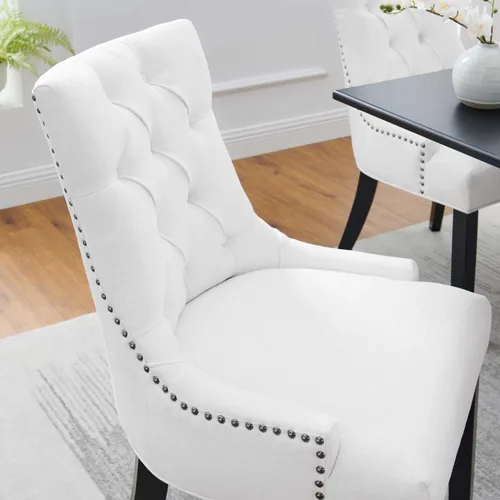 Vista 5 de Modway Regent - Silla de comedor de tela tapizada con botones en color blanco
