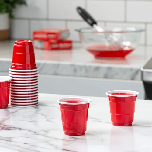 Vista 4 de GUSTO Mini vasos de chupito de plástico de 2 onzas [100 unidades] Vasos