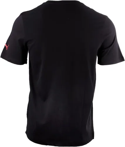 Vista 2 de Puma Hombres Ondulado Logo Crew Cuello Manga Corta Atlético Tops Casual - Negro