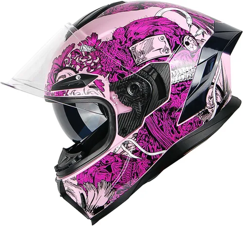 Vista 17 de 1Storm Casco Integral para Motocicleta DOT para Adultos, Motocicleta de Calle, Doble Visera, Protector Solar Interior con un Escudo Transparente Un