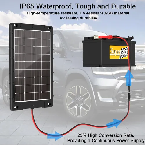 Vista 6 de Kit de panel solar de 20 W y 12 V con controlador mejorado para aplicaciones de automóviles, caravanas, motocicletas y marinas
