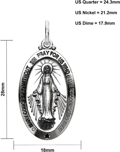 Vista 5 de US Jewels Señoras 925 plata esterlina 1.102 in gran colgante virgen maría, Plata esterlina, No es una piedra preciosa