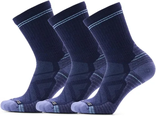 Vista 4 de Smartwool Calcetines de media caña para mujer con amortiguación ligera para caminatas Amanecer púrpura ceniza