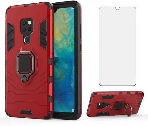 Vista 12 de Funda para Huawei Mate 20 con protector de pantalla de vidrio templado y soporte magnético para anillo con soporte, accesorios delgados para celdas