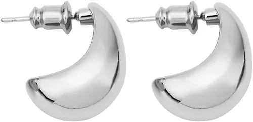 Vista 3 de 14K Gold Plated Chunky Gold Hoop Drop Earrings Small Thick Waterdrop Hoops Post Dome Huggie Earrings Hypoallergenic Trendy Jewelry for Women