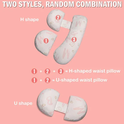 Vista 2 de Almohada de maternidad de embarazo para dormir, soporte para caderas, espalda, piernas, con funda desmontable y ajustable