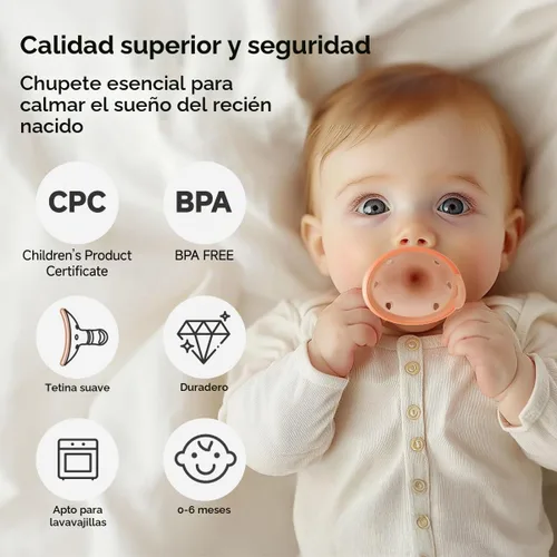Vista 13 de Chupetes de bebé con forma de pulgar de 0 a 6 meses, paquete de 2 con 4 piezas Paci + clip y estuche * 1