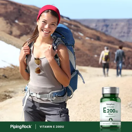 Vista 6 de Piping Rock Vitamina E 200 UI 90 mg 100 cápsulas de gel suave Suplemento de alta potencia Sin OMG, sin gluten