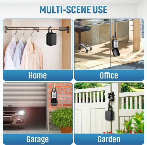 Vista 7 de Caja de bloqueo portátil para llaves con código, oculta una llave en el exterior Waterproof, Sturdy, 12-Digit Combination, Resettable Code, Key