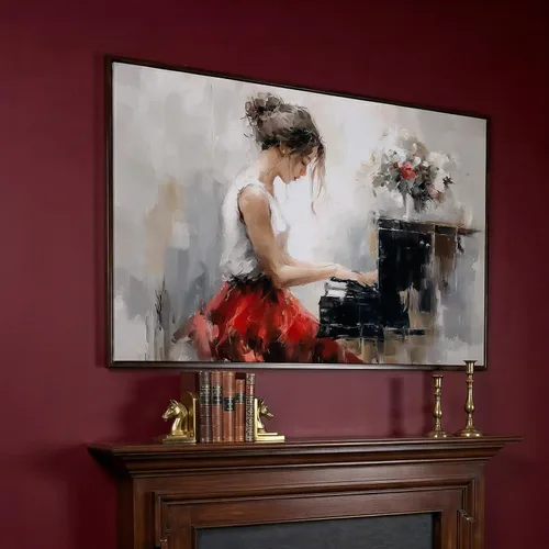 Vista 40 de LuxeWood Arte de Pared Musical en Lienzo - Impresiones Temáticas Musicales Medianas y Grandes para Sala de Estar, Oficina, Estudio, Airbnb