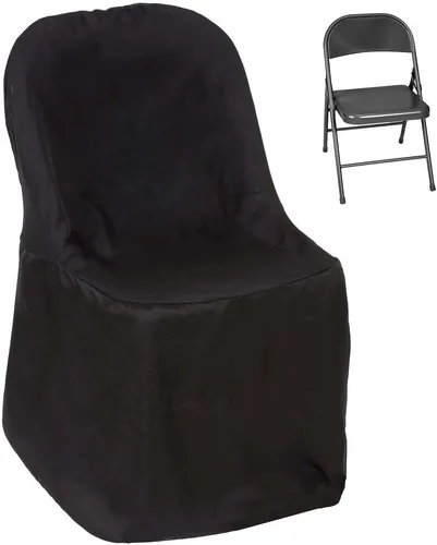 Vista 2 de TABLECLOTHSFACTORY Funda redonda para silla plegable negra
