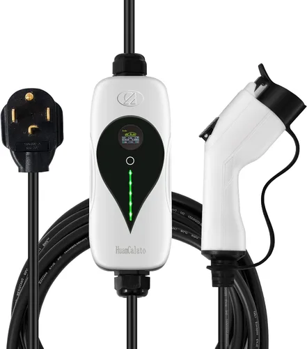 Vista 2 de Cargador EV de nivel 2 compatible con SAE J1772, 32 Amp 90-260V, 7KW, cable de carga con enchufe NEMA 14-30 para carga de EV