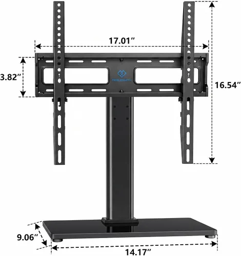 Vista 9 de PERLESMITH Patas giratorias universales para televisores LED LCD de 24 a 60 pulgadas, soporte de montaje de televisión ajustable en altura con base