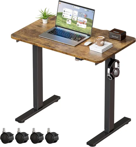 Vista 32 de Okin Escritorio Eléctrico de Pie de 31.5x19.7 Pulgadas Escritorio Pequeño para Computadora - Escritorio de Pie de Pieza Completa con Ruedas Gaming