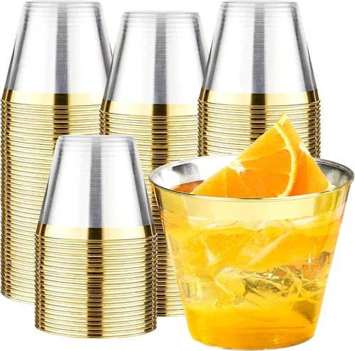Vista 12 de RACETOP Vasos de plástico desechables transparentes de 9 onzas, paquete de 50 vasos de plástico transparente, vasos de fiesta resistentes, vasos