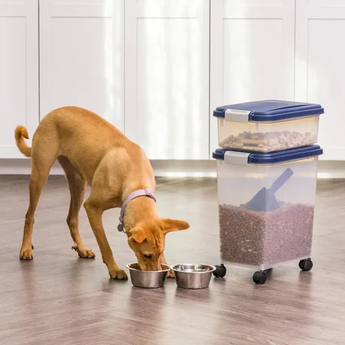 Vista 2 de Contenedores de alimentos IRIS para mascotas con tapas herméticas, Azul