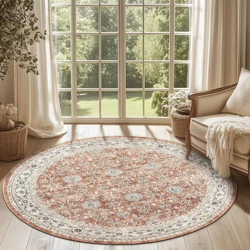 Vista 186 de jinchan Fiora - Alfombra lavable de área pequeña, alfombra de entrada floral de medio círculo de 2 x 3, tapete de media luna de pelo bajo, suave