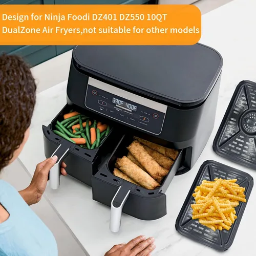Vista 2 de Sartén para freidora de aire Ninja Foodi DZ401 DZ550 10QT DualZone Freidoras de aire, placa de repuesto para freidora de aire, accesorios