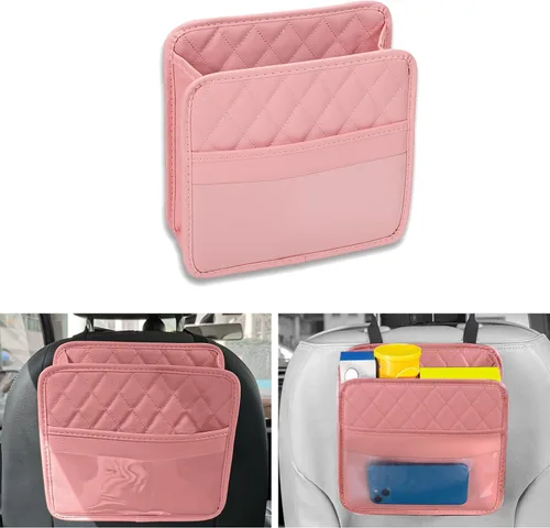 Vista 8 de Organizador de asiento trasero de automóvil con bolsillos de almacenamiento, bolsillo de almacenamiento para colgar del asiento trasero de vehículo