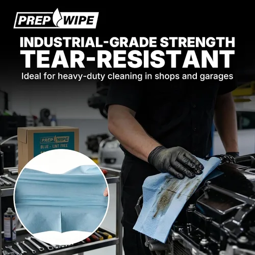 Vista 3 de Toallas de limpieza sin pelusa Toallitas resistentes a disolventes para carrocería de automóviles y preparación industrial Paquete de 100, 9 x