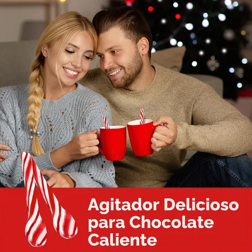 Vista 7 de Cucharas de bastón de caramelo de menta, sin colorantes, paquete de 12 cucharas de chocolate caliente con sabor a menta de Navidad envueltas