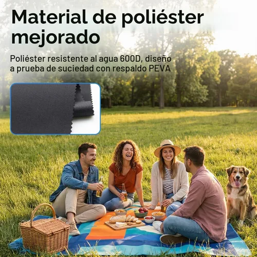 Vista 4 de scuddles Manta compacta de pícnic, tapete extragrande de 79 x 59 pulgadas para exteriores con diseño impermeable de 3 capas, forro polar suave