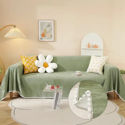 Vista 22 de HANDONTIME Fundas de Sofá Sillón Funda de Sofá Boho para Perros Caqui Funda de Sofá con Borlas Silla Reclinable Funda de Futón Lavable 1 Cojín Sofá