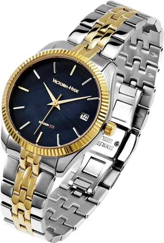 Vista 4 de VICTORIA HYDE Reloj para mujer plateado y dorado, relojes de dos tonos de acero inoxidable para mujer