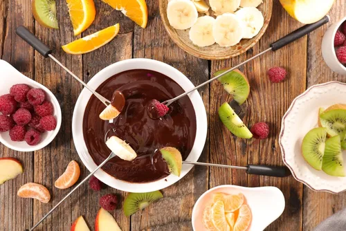 Vista 5 de Una mezcla de fondue de chocolate, paquete de 3, sabor natural, sin MSG, sin gluten. Sin conservantes, fácil de hacer, inmersión de frutas
