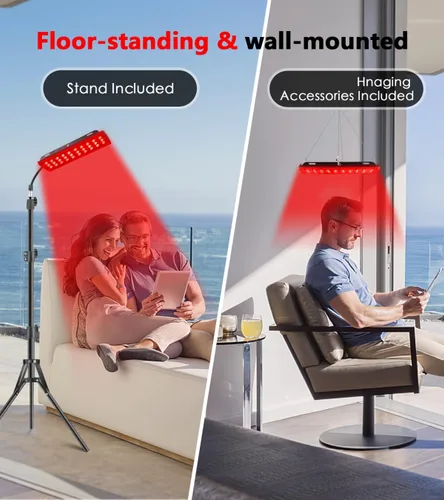 Vista 6 de Lámpara de Terapia de Luz Roja, Terapia de Luz Infrarroja con Soporte - Dispositivo de Luz Roja de 660nm y Luz Infrarroja Cercana de 850nm