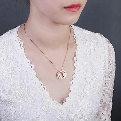 Vista 6 de Getname Necklace Collar de anillo ruso grabado personalizado personalizado con nombre de la familia, collar de plata esterlina 925, joyería