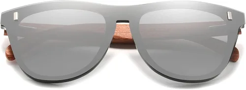 Vista 2 de KINGSEVEN Bubinga B5510 - Lentes de sol polarizados, retro, vintage, diseño elegante para hombres y mujeres, lente espejada