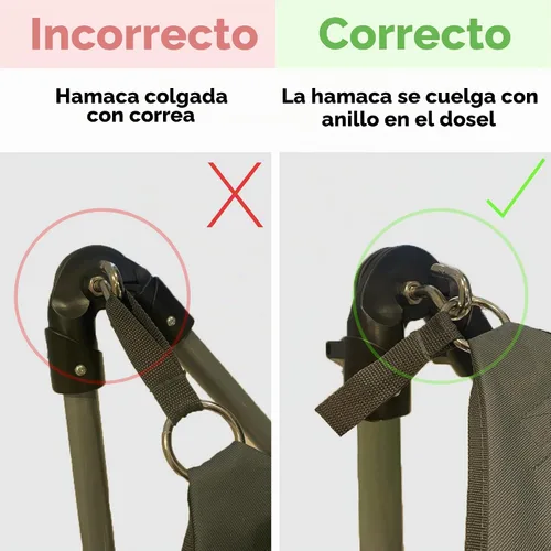 Vista 6 de Lucania Hamaca portátil con soporte y dosel, hamaca plegable independiente resistente para interiores, exteriores, campamento, patio y patio trasero
