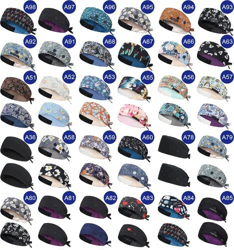 Vista 7 de ABAMERICA Gorras de trabajo con botón y banda para el sudor, sombreros de trabajo ajustables para mujeres y hombres, talla única