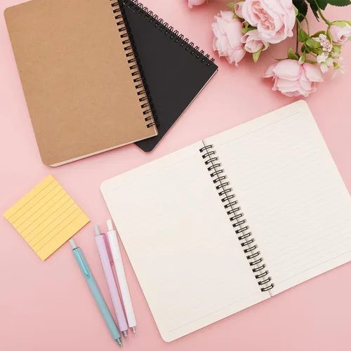 Vista 6 de Cuaderno de espiral, paquete de 6 cuadernos rayados A5, cuaderno de espiral de tapa dura, 80 hojas, 160 páginas para estudio y notas, 8.3 x 5.5