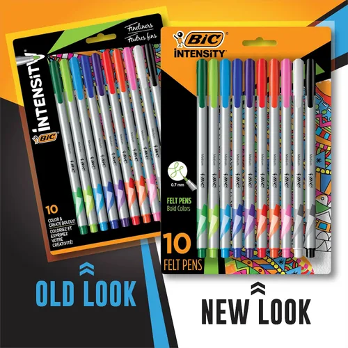 Vista 3 de BIC Rotuladores Intensity Fineliner de punta media (0.028 in), colores surtidos, aplicación suave, 10