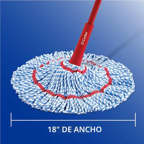 Vista 4 de O-Cedar MicroTwist MAX - Trapeador giratorio de microfibra con 1 repuesto adicional, cuenta con escurrir manos libres, cabezal de fregona extra