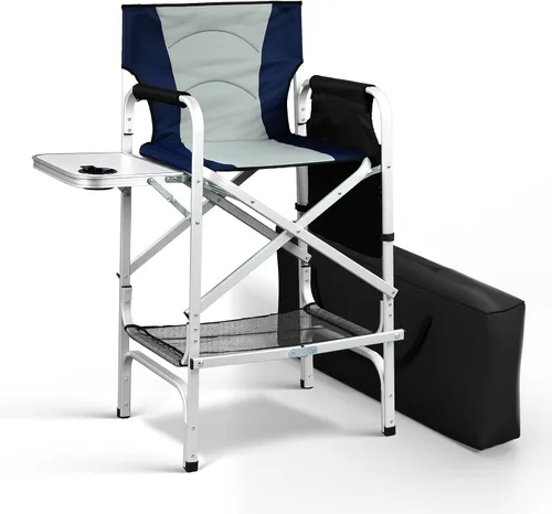 Vista 11 de mefeir Silla de Director de 30" Plegable Negra con Mesa Lateral y Bolsa de Almacenamiento, Altura de Barra Portátil para Artista de Maquillaje