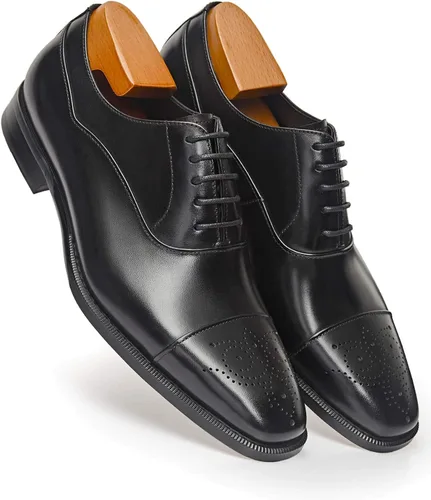 Vista 2 de FRASOICUS Zapatos de vestir para hombre, zapatos formales Oxford clásicos con cordones para hombre