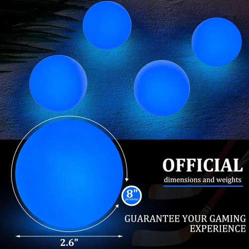 Vista 2 de Deekin Bolas de hockey callejero de 8 pulgadas que brillan en la oscuridad, pelotas deportivas para interiores y exteriores