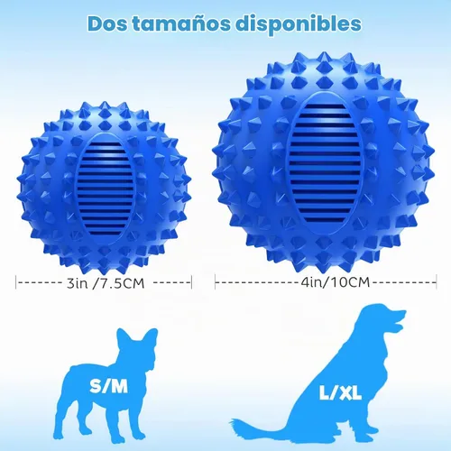 Vista 6 de petizer Bolas para Perros con Pispito de 3" para Masticadores Agresivos, Bola Estimula Mordida Duradera e Interactiva con Picos, Juguete para Azul