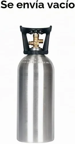 Vista 3 de Nuevo cilindro de CO2 de aluminio de 10 libras con asa de transporte y válvula CGA320