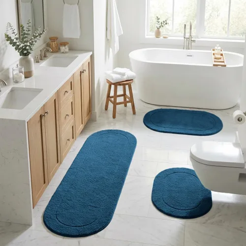 Vista 63 de Superior Cotton Washable Bath Rug, Non Slip Runner, 1 Piece Set, Black Absorbent Combed Cotton Bath Rug Runner or Rug Set, Bathroom Vanity or