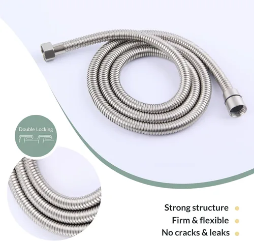 Vista 9 de APLusee - Manguera de ducha flexible de 59 pulgadas, tubo de ducha de acero inoxidable 304 con conector giratorio de latón, pieza de repuesto