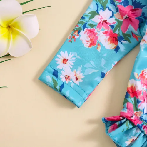 Vista 110 de Traje de baño de una pieza con cremallera de manga larga para bebé niña con gorro