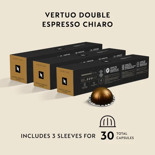 Vista 3 de Nespresso Cápsulas Vertuo, Double Espresso Chiaro, café espresso de tostado medio, 30 cápsulas de café, prepara 2.7 onzas.