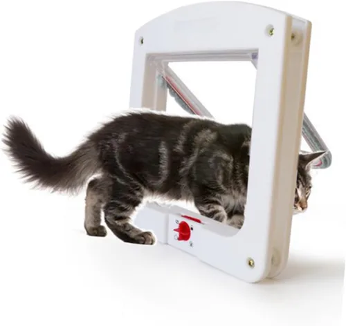 Vista 5 de HEMOTON 2 puertas controlables con solapa para gatos para un fácil acceso, portal para gatos, duradera, fácil de instalar, puerta para mascotas